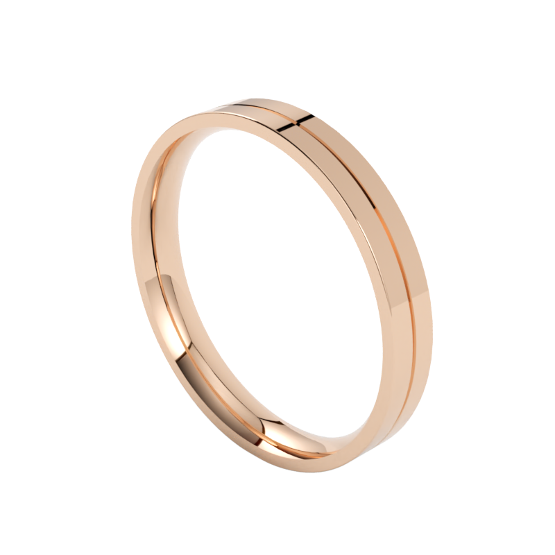 Wąska płaska obrączka ślubna z różowego złota